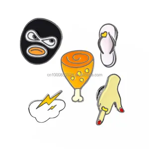Enamel Pin Flip Flops Lightning Robber Pop Culture Chicken Leg Enamel Lapel Pin Hat Collar Pins