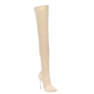 Signore di modo Calzature Raso Alti Stiletto Stretch Stivali Scarpe Da <span class=keywords><strong>Donna</strong></span> In Metallo Punta a punta Stivali Tacco Alto Sopra Il Ginocchio OEM - Product Image 6