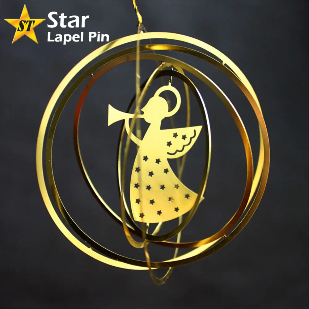 Wholesale Gift Brass Metal Gold Angel Tree Hanging Ornament for Christmas Xmas