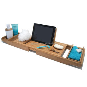 <span class=keywords><strong>Vasca</strong></span> <span class=keywords><strong>da</strong></span> <span class=keywords><strong>bagno</strong></span> Caddy con SPECCHIO con L'estensione di Slittamento Non I Lati, Supporto di Vetro di Vino, 2 Rimovibile Scaffali di Stoccaggio - Product Image 3