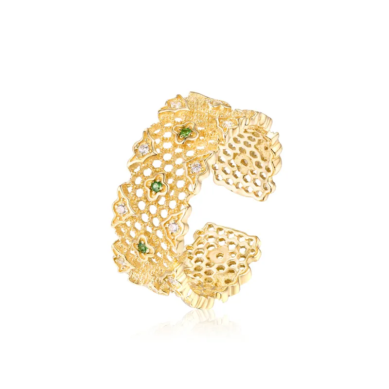 Italienische luxus schmuck cameo clover reine 14K solide echt gold ring