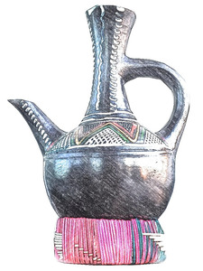 Ensemble <span class=keywords><strong>de</strong></span> café éthiopien Jebena, aua, avec <span class=keywords><strong>pot</strong></span> en argile, 14 pièces, - Product Image 4