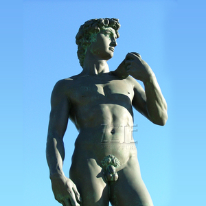Statua in Metallo a Grandezza Naturale di Famoso Personaggio Maschile Nudo, Scultura in Bronzo di David - Product Image 3