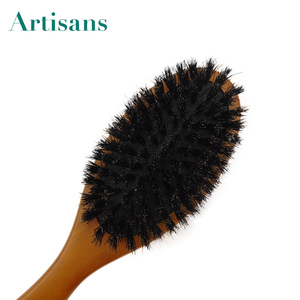 Venta caliente Brown de madera con cerdas de jabalí cepillo de pelo masaje del <span class=keywords><strong>cuero</strong></span> <span class=keywords><strong>cabelludo</strong></span> del pelo peine para las mujeres - Product Image 6