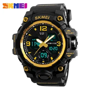 SKMEI-reloj deportivo Digital para hombre, pulsera de cuarzo con pantalla Dual, resistente al agua