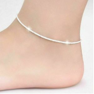 Pulsera de tobillo para mujer, de Plata de Ley 925 tobillera, joyería para pies, cadena de playa encantadora - Product Image 1