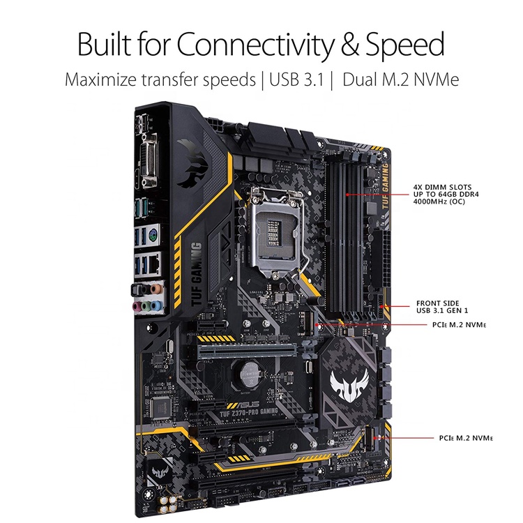 ASUS TUF Z370-PRO GAMING Used ATX Motherboard LGA 1151, Supports