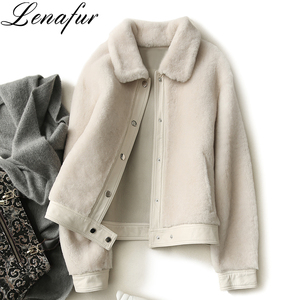 فتاة شابة أزياء أسود بيج الأخضر الداكن الضأن الفراء Shearling منفذها سترات - Product Image 1