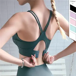 Comfortabele Dames Verwijderbare Cups Sport Crop Top Vrouwen Medium Ondersteuning Strappy Terug Yoga Bras