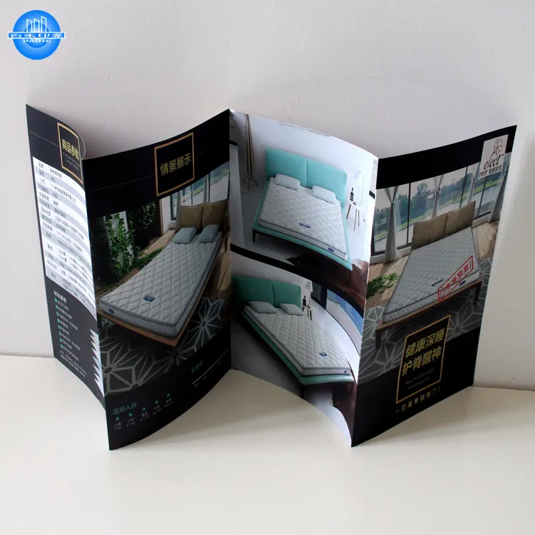 Yüksek kalite ucuz özel akordeon Fold katalog baskı OEM ofset baskı broşürü afiş baskı Film laminasyon CN;GUA