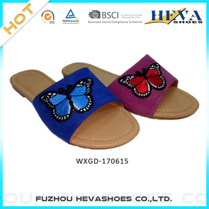 Mujeres de moda al por mayor del remiendo bordado slip on Flip Flop zapatillas al <span class=keywords><strong>aire</strong></span> libre diapositiva plana sandalias - Product Image 4
