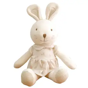 Joli jouet Animal personnalisé 100% coton biologique pour bébé, en coton naturel, sans teinture, 11 pouces