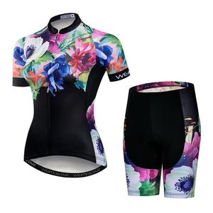 Completo da <span class=keywords><strong>Ciclismo</strong></span> da Donna con Maglia e Pantaloncini Imbottiti, Traspirante, ad Asciugatura Rapida, Antibatterico, Manica Corta, <span class=keywords><strong>Abbigliamento</strong></span> MTB Riflettente 100% - Product Image 3