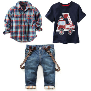Vêtements pour enfants en gros, ensembles de vêtements pour garçons 3 pièces avec <span class=keywords><strong>chemise</strong></span> et jean pour garçon - Product Image 1