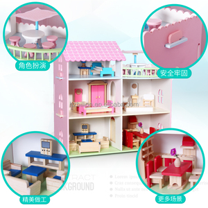 Meilleures ventes Nouvelle mode Famille Jouet amusant Bon marché <span class=keywords><strong>Maison</strong></span> de poupée en <span class=keywords><strong>bois</strong></span> pour enfants - Product Image 2