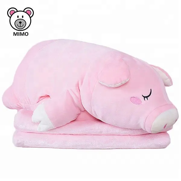 Комплект флисовых одеял для новорожденных, симпатичные розовые детские одеяла свиньи, мягкие плюшевые игрушки 2 в 1 с мультяшным рисунком, OEM, оптовая продажа