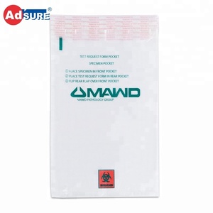 Sacs de transport de spécimens avec fermeture éclair et deux pochettes avec signalisation de risque biologique/Sac de déchets médicaux à risque biologique personnalisé en PE - Product Image 6