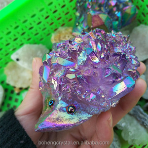 Venta al por mayor cristal natural aura cuarzo Cluster colorido Ángel aura cuarzo erizo - Product Image 5