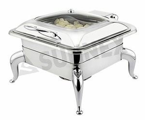 Recipiente para Buffet Rectangular de Acero Inoxidable de 5.5L, Apto para Inducción, con Tapa de Vidrio, Orificio de Ventilación, Bisagra Hidráulica Ajustable - Product Image 4