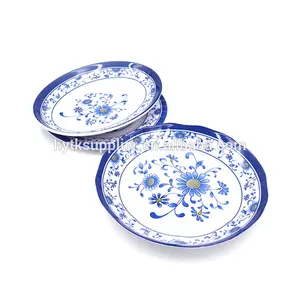 Food grade blue and white porcelain plate, melamine dinner plate set