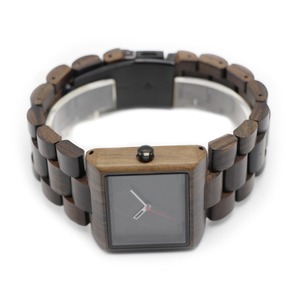 2017 Reloj de madera de lujo impermeable del cuarzo natural de la nueva caja cuadrada de la llegada con insignia de encargo - Product Image 5