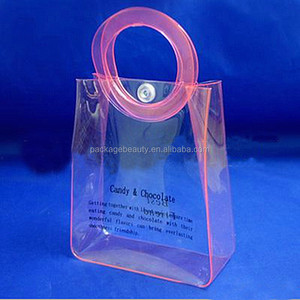 Non-toxic Handle Top clear Plastic Pvc Promotional Custom Gift Bag With logo