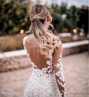 Robe de mariée élégante sirène à manches longues moderne