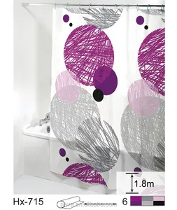 Modern style Monetian abstracts printed circle PEVA shower curtain for sale