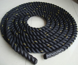 Cuerda de Combate Gofit Negra 100% Poliéster Dacron Trenzada, Duradera y Ecológica, de 1.5 pulgadas x 30 pies, Integrada para Entrenamiento en Gimnasio, con Logotipo Personalizado - Product Image 1