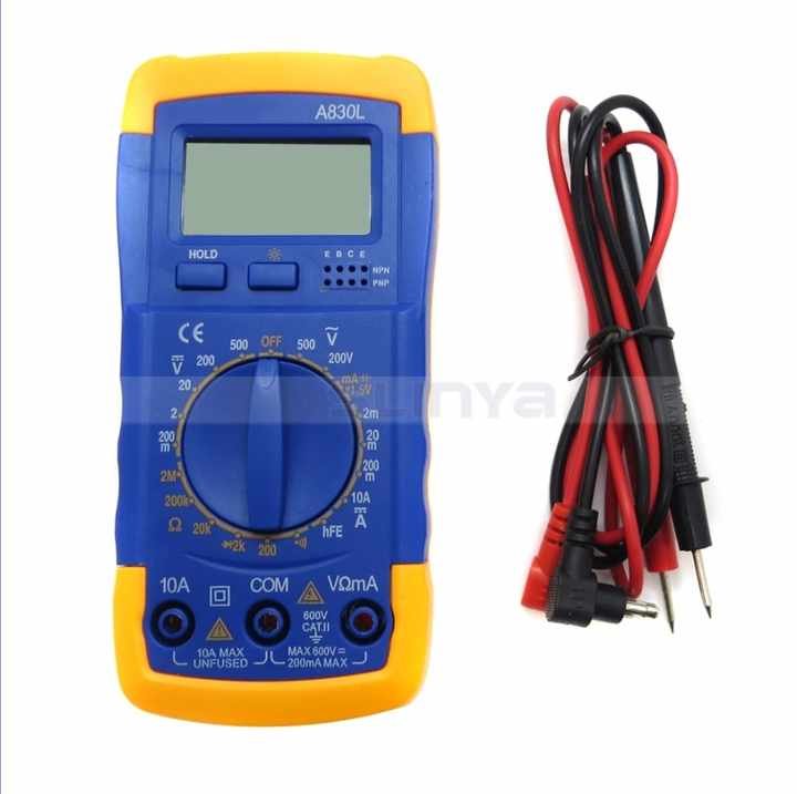 thumbnail image 2 of Digital Multimeter Portable LCD Backlight AC/DC Ammeter Voltmeter Ohm Voltage Tester Meter A830L Lead Testing Kit 2 of 10