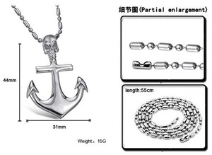 Regalos de <span class=keywords><strong>san</strong></span> valentín para hombre del cráneo diseño moda colgante colgante de collar de ancla - Product Image 5