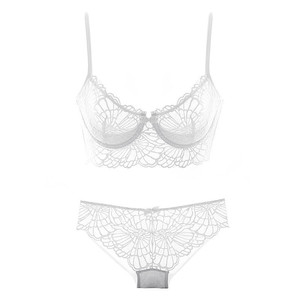 2017アリババホットセールオープンレディースホワイトレースブラレットランジェリー透明セクシーブラセット - Product Image 3