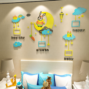 Adhesivo Decorativo de Pared con Marco de Fotos de Estrellas y Lunas en Acrílico 3D, Nuevo Diseño, Ideal para la Decoración de la Habitación del Bebé - Product Image 1