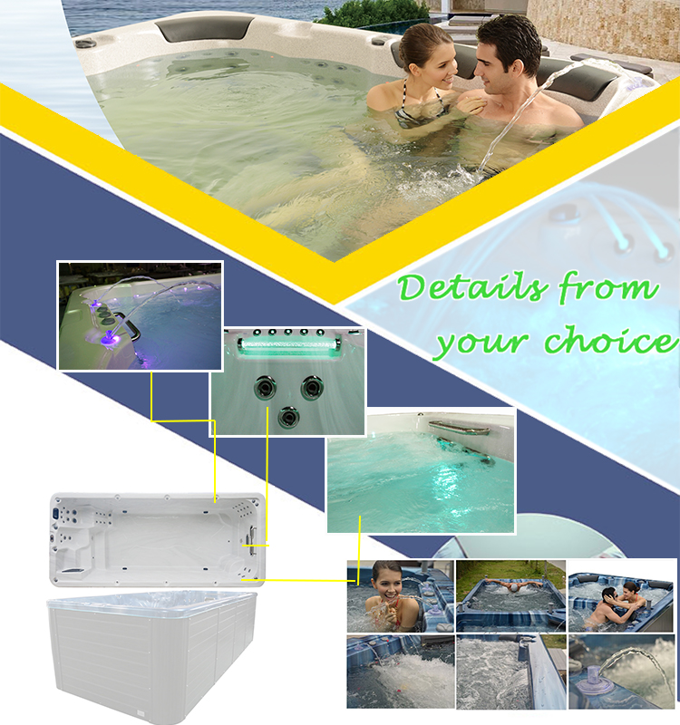 Endless Swim Pool Outdoor Swimming Spa With Underwater Led Light