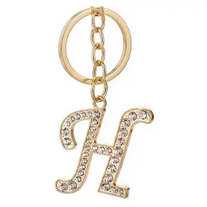 Porte-clés personnalisé avec pendentif en lettre de l'alphabet, 26 initiales anglaises, en forme de H, cristal, strass, personnalisé