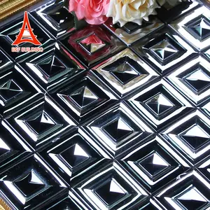 Carrelage <span class=keywords><strong>de</strong></span> mosaïque <span class=keywords><strong>de</strong></span> métal brillant, arrière-plan KTV d'hôtel, mosaïque spéciale 300x300, carré brossé - Product Image 1