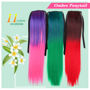 Alilader Extension de cheveux synthétique lisse et soyeux de 20 pouces, queue de cheval, couleur ombrée, clip pour cheveux pour femmes, vente en gros - Product Image 4