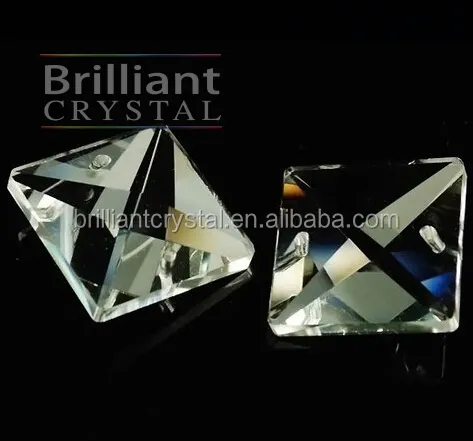 Taglio brillante di cristallo grade A crystal clear piazza perline con due fori per le parti lampadario