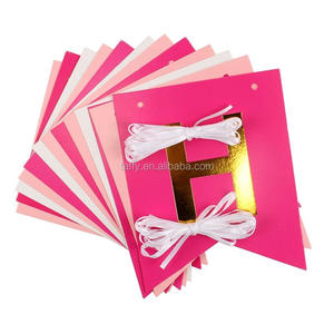 Décorations de fête d'<span class=keywords><strong>anniversaire</strong></span> pour enfants, 1 ensemble, en papier rose, blanc et <span class=keywords><strong>bleu</strong></span>, feuille d'or, <span class=keywords><strong>banderole</strong></span> de lettres, pour garçon et fille - Product Image 6