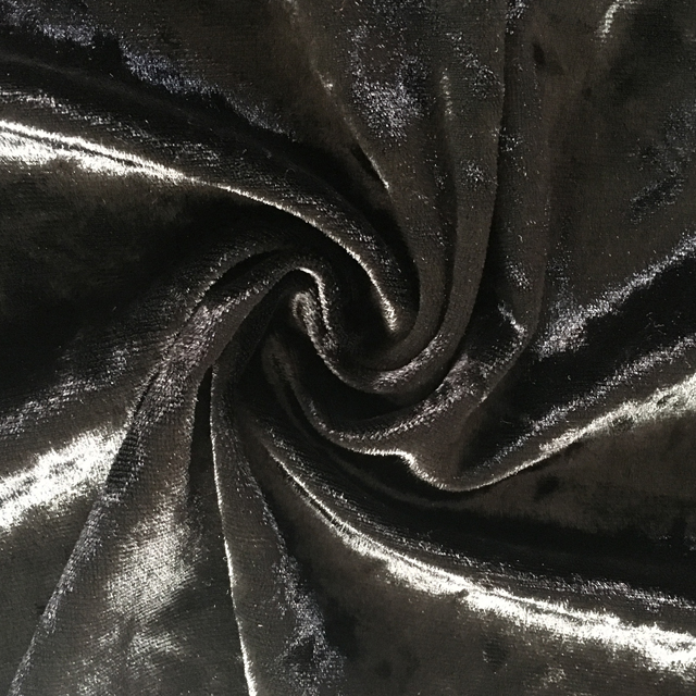 Ткань из черного дробленого бархата из полиэстера и спандекса
