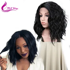 Perruque Bob Lace Front Wig naturelle brésilienne — recool, perruque ondulée, cheveux humains, pre-plucked, coupe carrée, Lace Frontal, brut