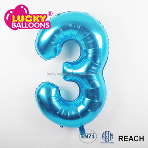Nylon hecho número Azul de la hoja en forma de calidad EN71 34 pulgadas Jumbo du bang globos niños juguetes y pasatiempos - Product Image 6