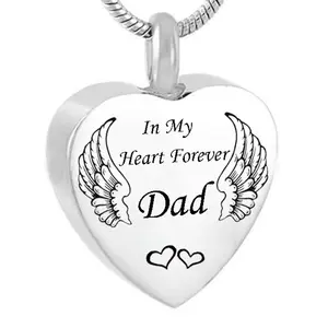 In My Heart Forever Wings Urn Necklace Heart <strong>Memorial</strong> Keepsake Pendant Ash Holder Cremation Jewelry for Ashes - Product Image 1