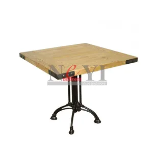 DT110 Used Plywood With Wood Veneer Top Metal Powder Leg Restaurant Dining Square Cafe Table