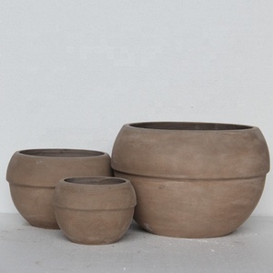 Macetas Redondas <span class=keywords><strong>de</strong></span> Fibra <span class=keywords><strong>de</strong></span> Arcilla Hechas a Mano en Color Rojo Óxido, en Diferentes Tamaños, Estilo Contemporáneo - Product Image 4
