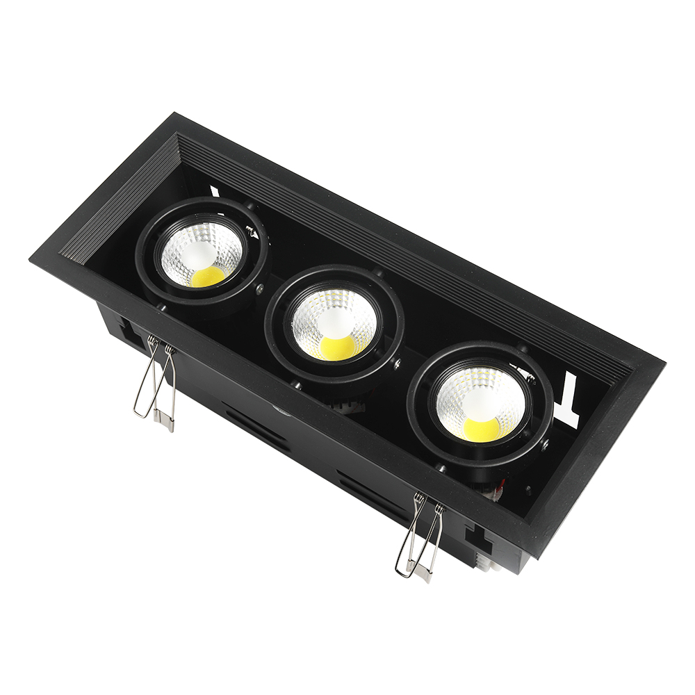 Ba Cob 3X15W Lưới Tản Nhiệt Led Downlight Lõm Đơn Đôi 3 Ba Đầu Vuông Downlight