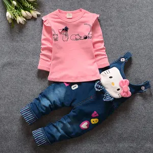 Hao Baby Spring Clothes For Girls 2022 Spring New Korean Cartoon Kid Cotton Suspender Pant Suit