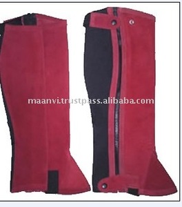 Demi-chaps en cuir suédé léger pour l'équitation Nubuk Dutt et rabat inclus Kits et accessoires équestres - Product Image 2