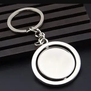 360 graden roterende ronde blank metalen sleutelhanger auto merk geschenken aangepaste LOGO