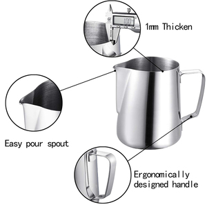 Pichet à <span class=keywords><strong>lait</strong></span> en acier inoxydable, de 600ml, avec thermomètre intégré, adapté au café, au Latte et <span class=keywords><strong>Cappuccino</strong></span> - Product Image 4